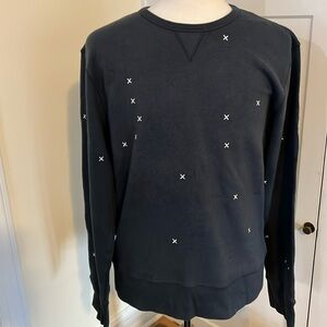 NWT Men’s Officine Generale Navy Lightweight Sweatshirt,embroidered stars detail